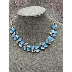 Lisner Vintage Necklace Thermoset Blue 19.5 Signed Hook Clasp Estate